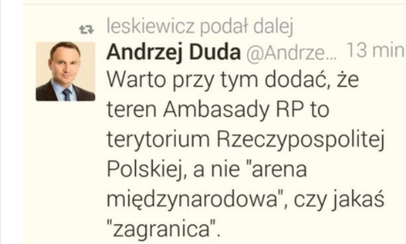 Tweet Andrzeja Dudy