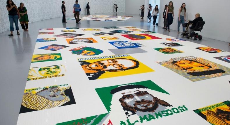 Ai Weiwei used more than 1.2 million Lego bricks assembled by hand to form the 176 portraits of activists on view through January 1 at the Hirshhorn Museum and Sculpture Garden for Ai Weiwei: Trace at Hirshhorn