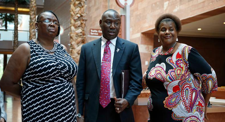 B.B. King’s daughters Patty King (left) and Karen Williams with attorney Benjamin Crump