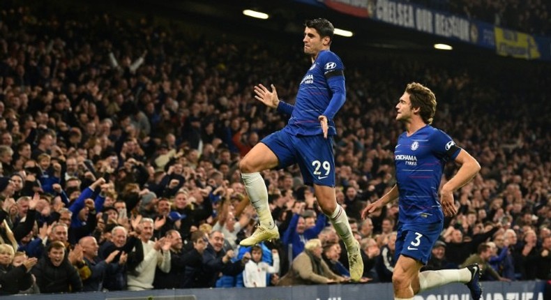 At the double: Alvaro Morata (left) scored twice in Chelsea's 3-1 win over Crystal Palace