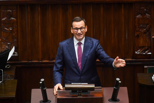 Mateusz Morawiecki na mównicy sejmowej