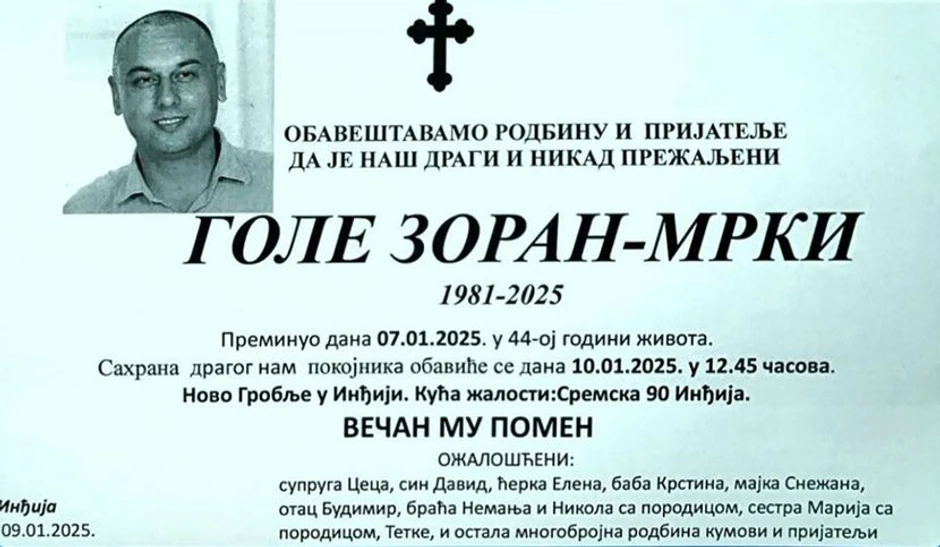 Umrlica Zorana Gole zvanog Mrki