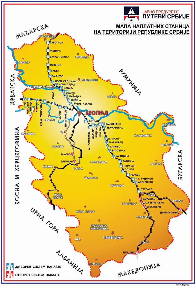 Mapa naplatnih stanica u Srbiji