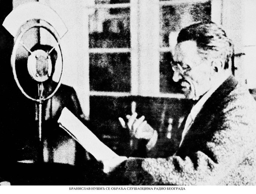 Branislav Nušić se obraća slušaocima Radio Beograda