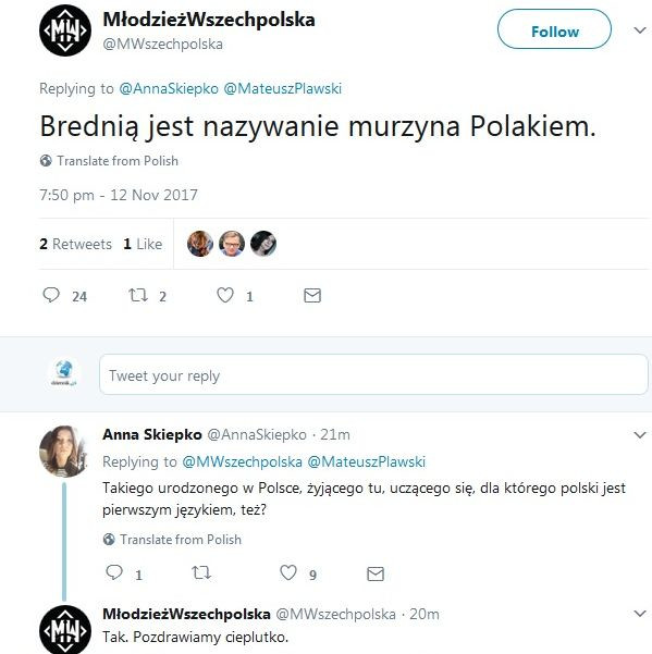 Dyskusja na profilu Młodzieży Wszechpolskiej