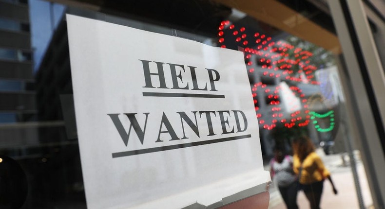 A help wanted sign hangs on a window of a restaurant on June 1, 2018 in Miami, Florida.Joe Raedle/Getty Images