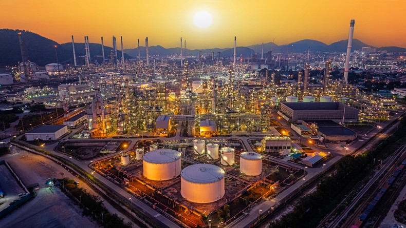 Aerial view oil and gas refinery area. [Stock Photo/Getty Images]
