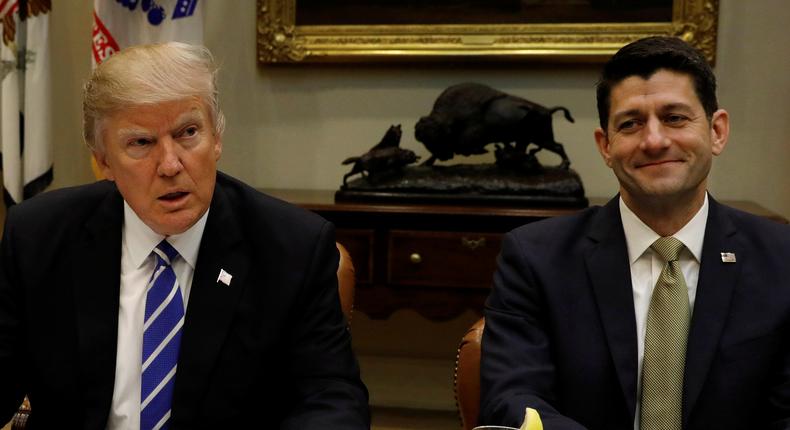 President Donald Trump and House Speaker Paul Ryan on Capitol Hill.