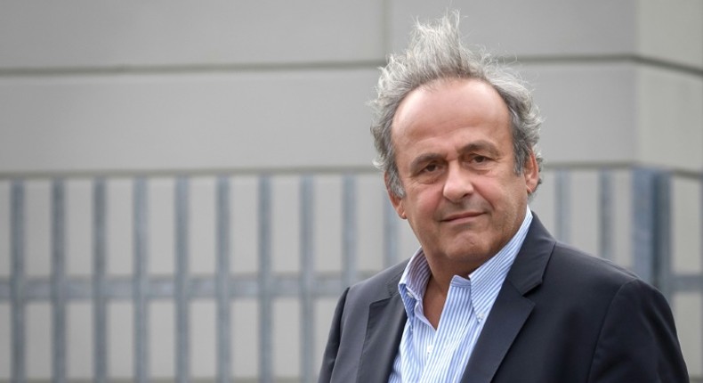 Michel Platini arriving for Monday's hearing