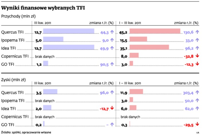 Wyniki finansowe wybranych TFI