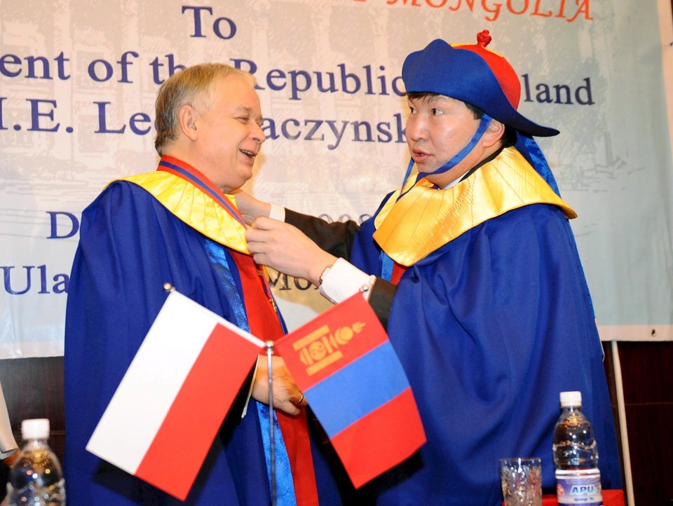 MONGOLIA POLAND PRESIDENT KACZYNSKI HONORARY DOCTORATE