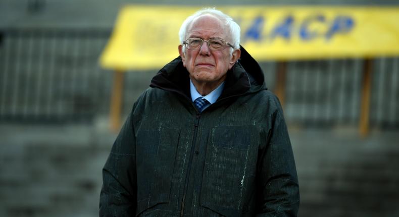 Democratic presidential candidate Sen. Bernie Sanders, I-Vt., stands at the South Carolina Statehouse before a Dr. Martin Luther King Jr. Day rally Monday, Jan. 20, 2020, in Columbia, S.C. (AP Photo/Meg Kinnard)