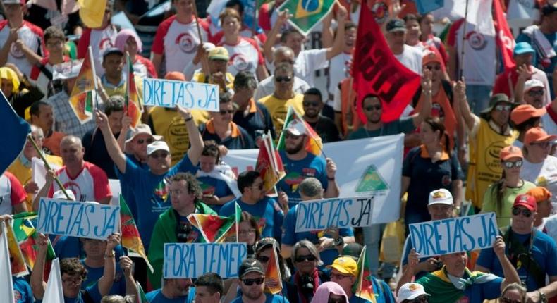 Demonstrators in Brasilia were protesting against austerity reforms and the government of President Michel Temer