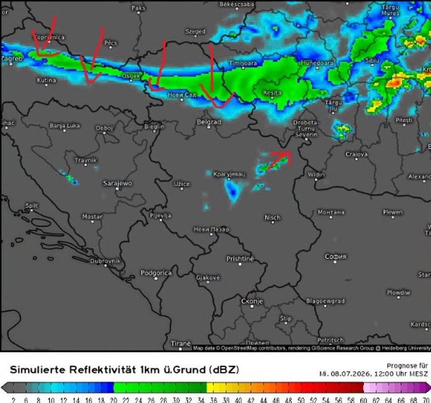 Na severu Srbije slaba prolazna kiša u sredu