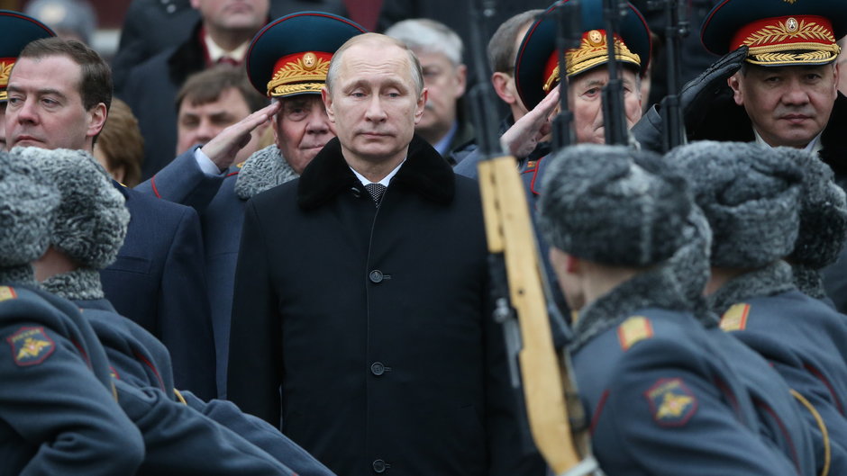 Władimir Putin podczas uroczystości z okazji Dnia Obrońcy Ojczyzny, 23 lutego 2015 r.