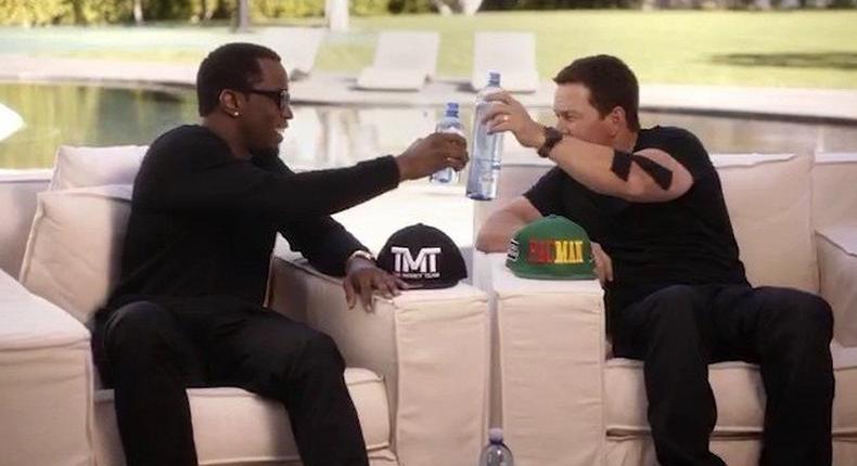 Diddy and Wahlberg toast to the $250K bet on Mayweather and Pacquiao