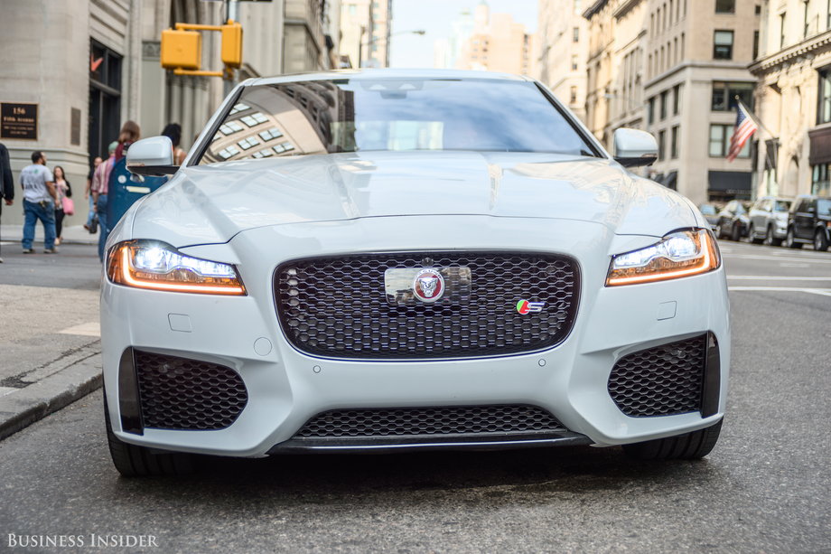 In tight corners, the XF remains composed and fleet of foot thanks its rigid aluminum construction and "Torque Vectoring by Braking" system. This technology applies the brakes on the inside rear wheel as the car is cornering — which effectively pivots the car around corners. The fact that Jag decided to go with the all-aluminum V6 instead of a heavier V8 in this car helps its handling — less weight over the front wheels results in better cornering behavior.