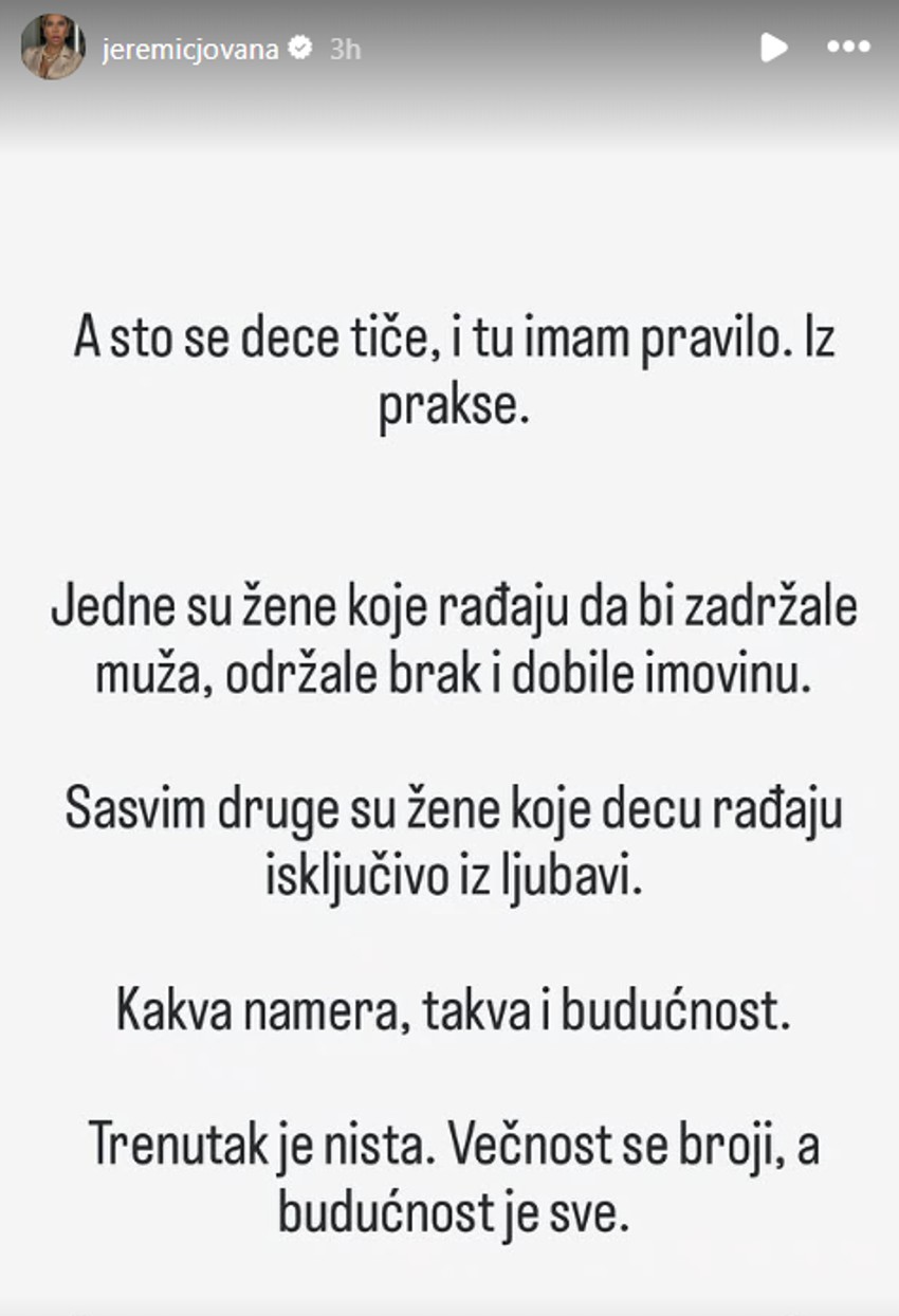 Objava Jovane Jeremić