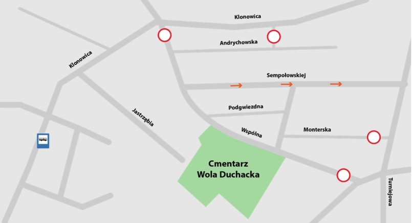 Cmentarz Wola Duchacka w Krakowie - organizacja ruchu