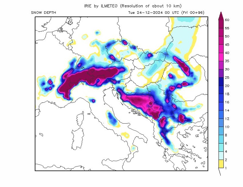 Visina snežnog pokrivača u Srbiji u utorak
