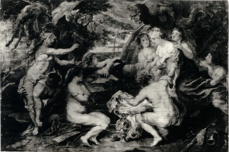 Peter Paul Rubens - szkic do obrazu "Diana i Kallisto". Obraz należał do Towarzystwa Przyjaciół Nauk w Poznaniu - w 1940 r. został skradziony z Kaiser Friedrich Museum Posen i wywieziony. Do dziś nie są znanego jego dalsze losy