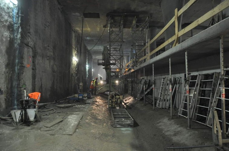 Stacja metra Centrum Nauki Kopernik. Stan na lipiec 2014.  Źródło: materiały prasowe Metra Warszawskiego.