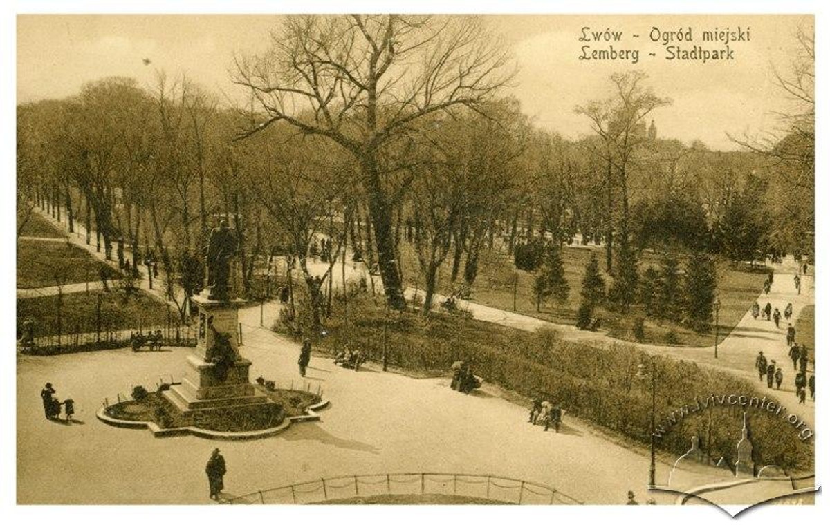 Lwów, Park Kościuszki we Lwowie (zdjęcie z 1913 lub 1914 roku). Dziś Park Iwana Franki. Fot. domena publiczna / Wikimedia Commons