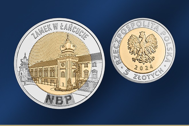 nowe 5 zł, nowa moneta, moneta z Zamkiem w Łańcucie