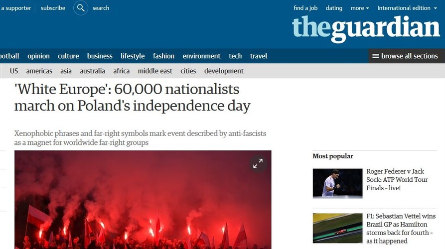 'Guardian' o Marszu Niepodległości