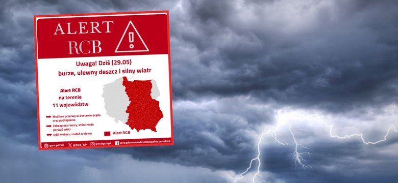 Alert RCB dla 11 województw. Burze, ulewy, podtopienia