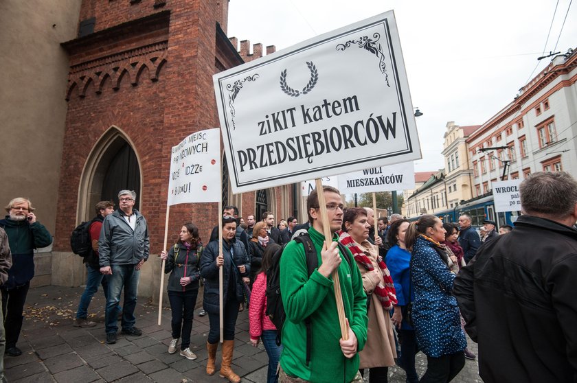 Protest w centrum Krakowa 