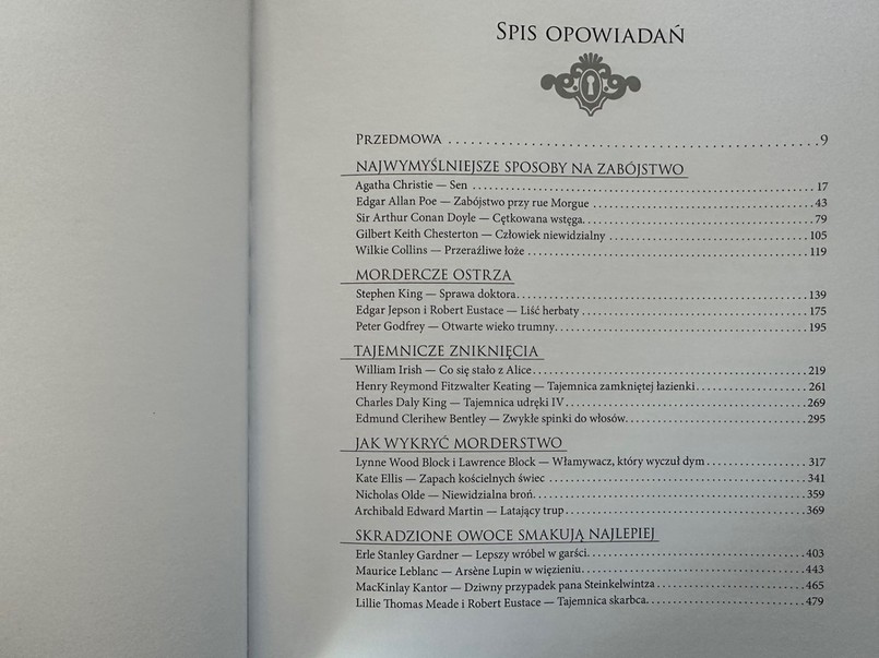 Wielka księga opowieści kryminalnych: zbrodnie pozornie niemożliwe, spis treści