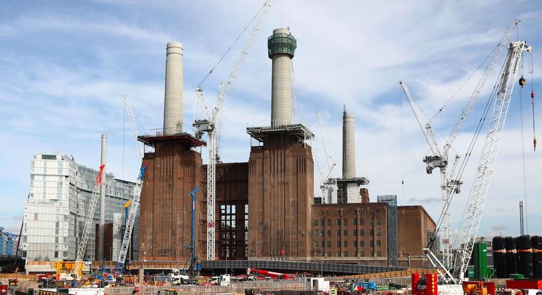 Construction work takes place on Battersea Power Station in the Nine Elms area of London, Britain April 11, 2017.