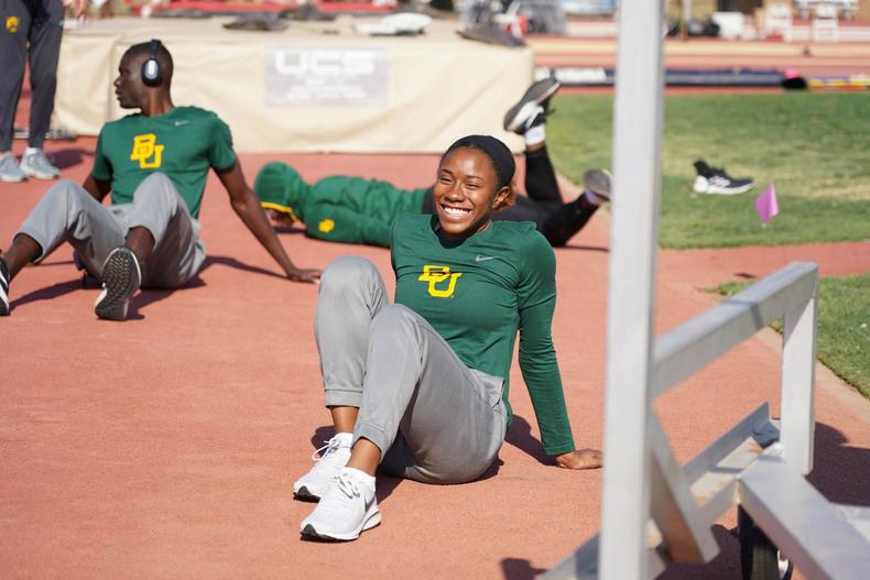 Ezekiel Nathaniel (left) during one of his training sessions with a fellow Baylor athlete