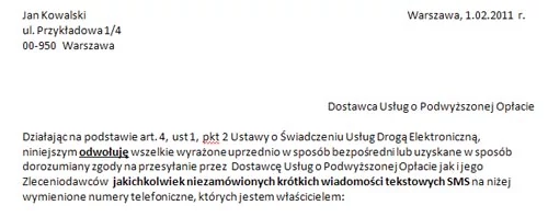 Pod adresem www.uke.gov.pl znajdziemy wzór dokumentu, który po ściągnięciu i wypełnieniu swoimi danymi możemy wysłać do organizatora uciążliwego konkursu SMS-owego.