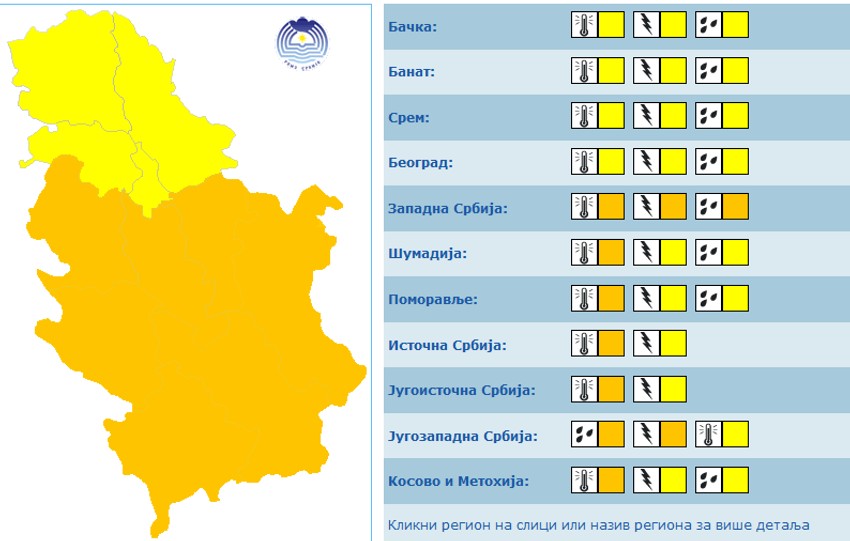 Meteoalarm za nedelju
