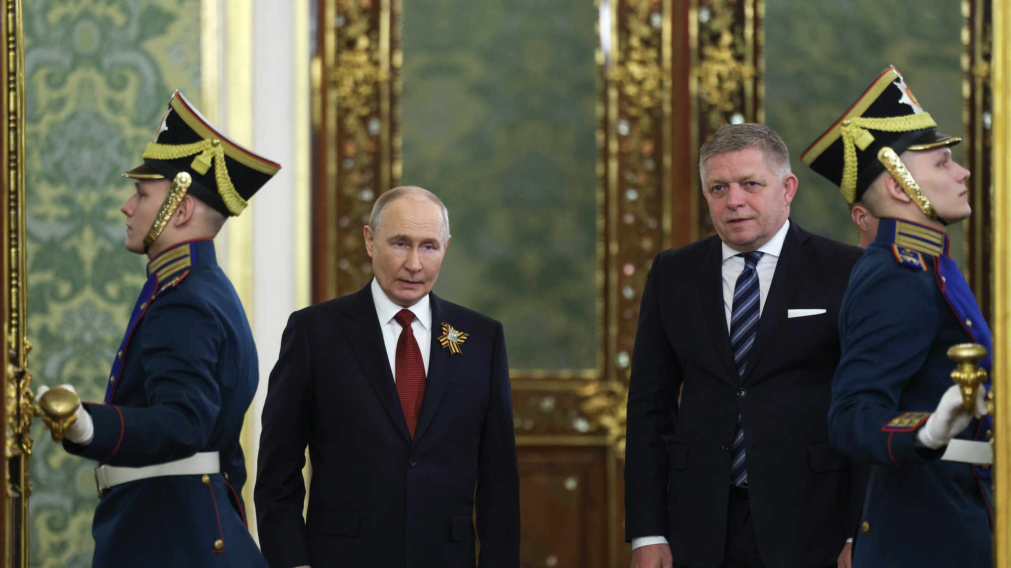 Premiér Robert Fico s Putinom v Moskve.
