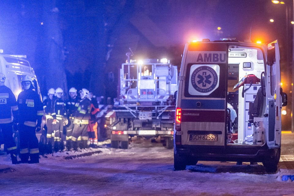 Pożar w hospicjum, straż pożarna na miejscu