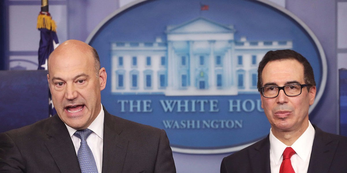 Gary Cohn, the director of the National Economic Council, and Steven Mnuchin, the Treasury secretary.