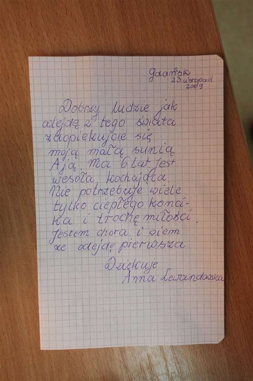 AJA ZMARL WLASCICIELKA I ZOSTAWILA LIST  