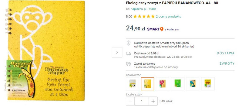 Zeszyt z papieru bananowego