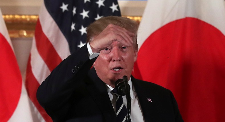 U.S. President Donald Trump attends a Japanese business leaders event in Tokyo, Japan May 25, 2019.  REUTERS/Jonathan Ernst