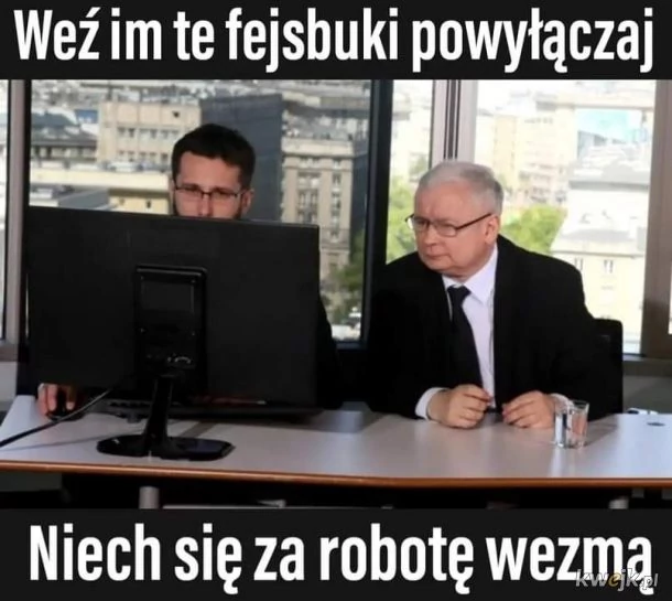 Memy z Jarosławem Kaczyńskim oraz Radosławem Foglem
