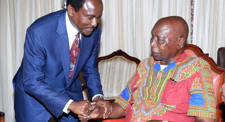 Wiper leader Kalonzo Musyoka with retired President Daniel Arap Moi at Kabarak
