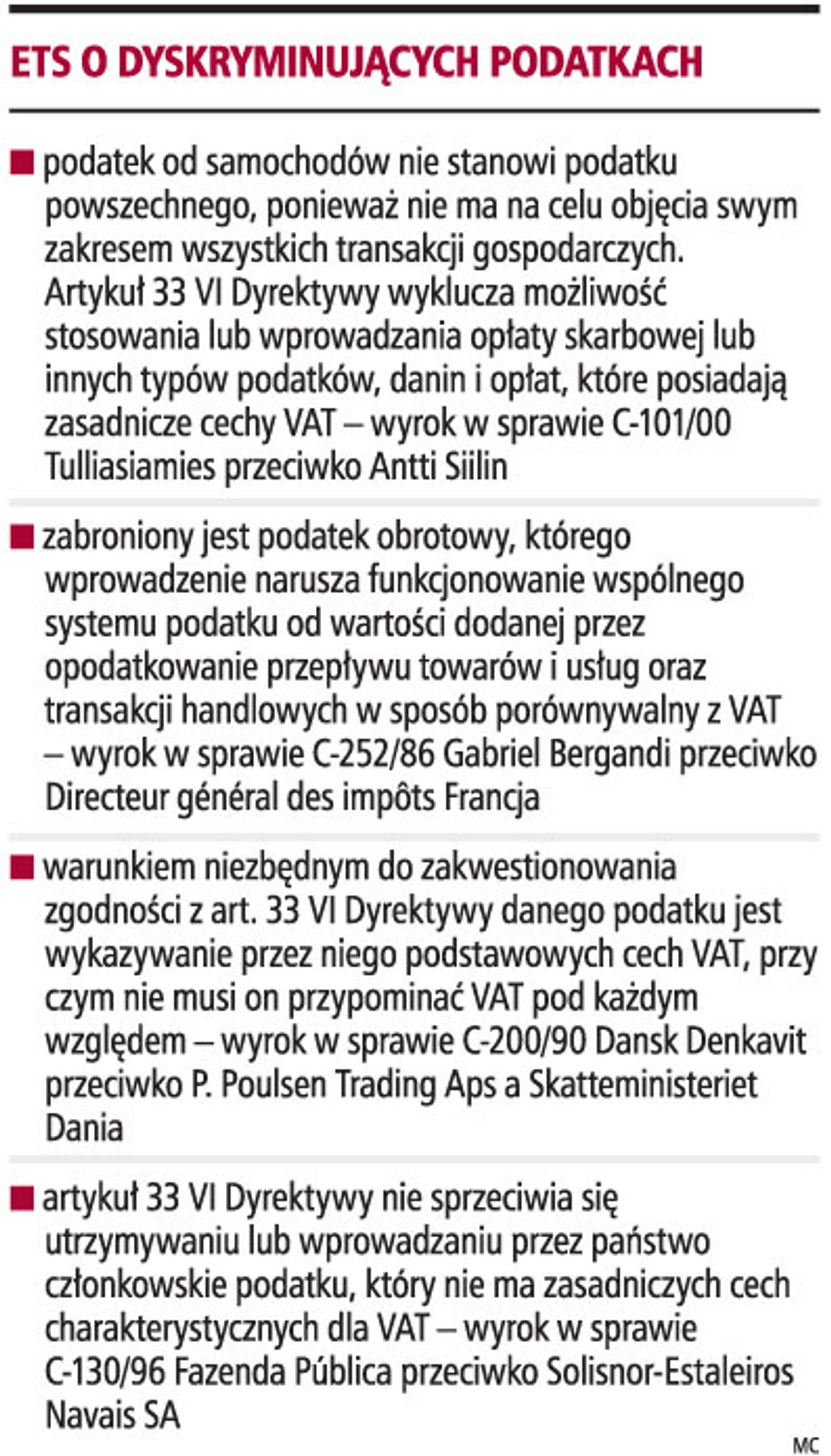ETS o dyskryminujących podatki