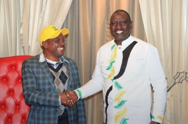 William Ruto receives Emilio Kathuri, who joined the Kenya Kwanza Alliance on August 4, 2022