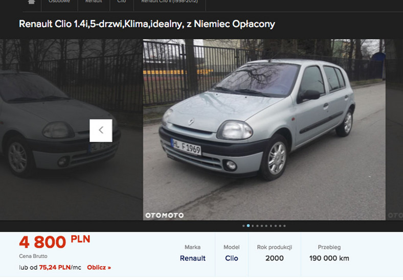 Renault Clio rok produkcji 2000 cena 4800 zł
