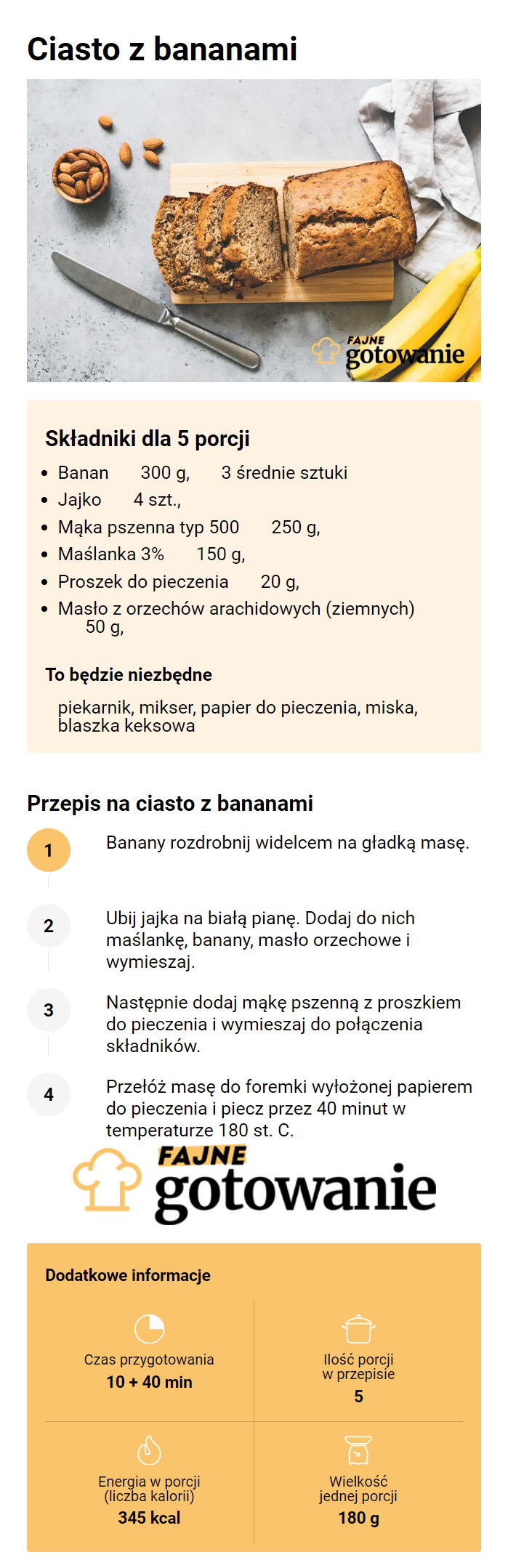 Ciasto z bananami