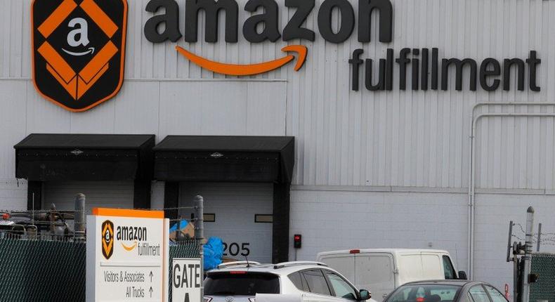 Signs mark the Amazon Fulfillment facility in Everett, Massachusetts, U.S., February 1, 2018.   REUTERS/Brian Snyder