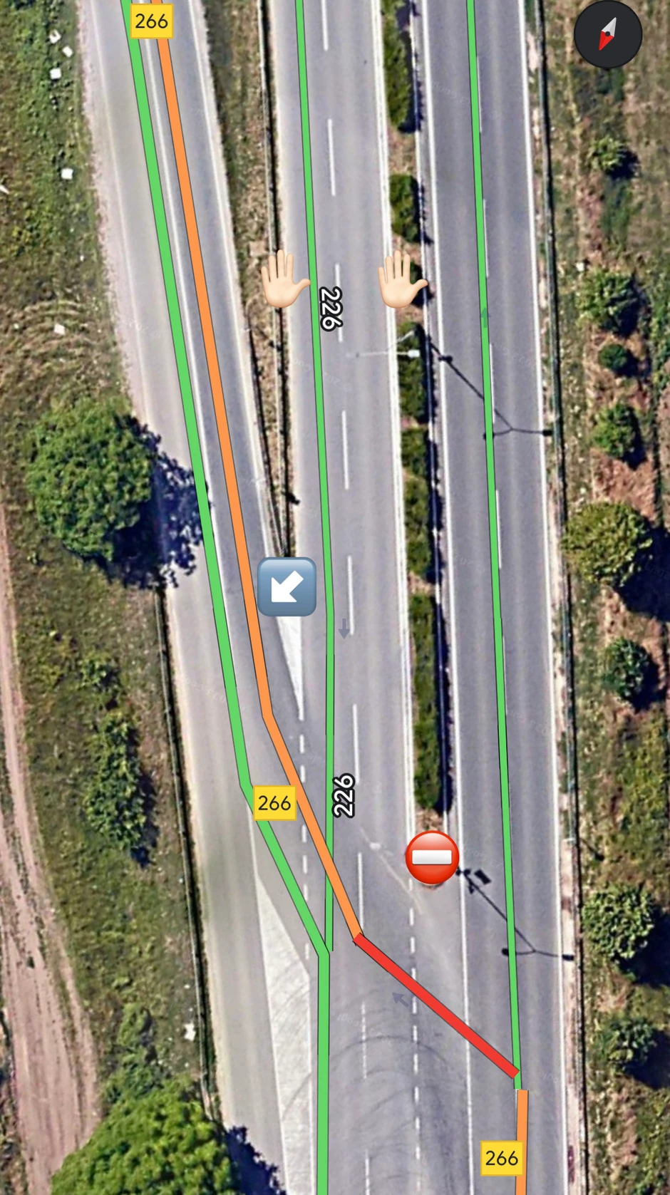 Saobraćajna signalizacija koja nedostaje: zabranjen smer, znak za obavezno obilaženje, i znak stop - pogrešan smer